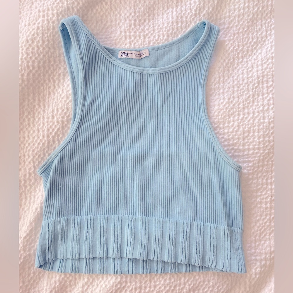 Zara light blue crop top